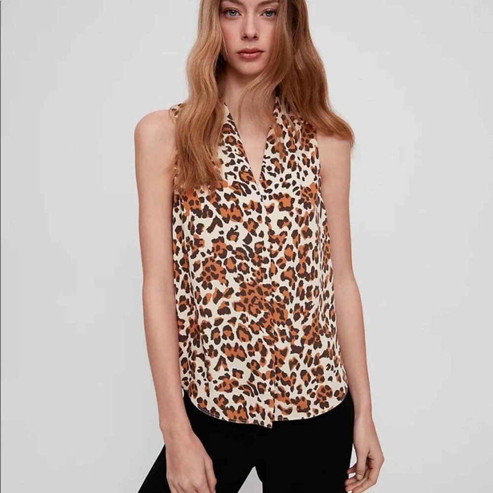 Babaton Artizia Akira Blouse LIKE NEW animal print women's shirts small